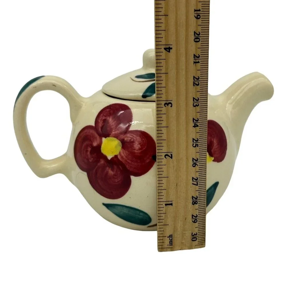 VTG 1940s‎ Purinton Pottery Hand Painted 10 oz Individual Tea Pot Mountain Rose